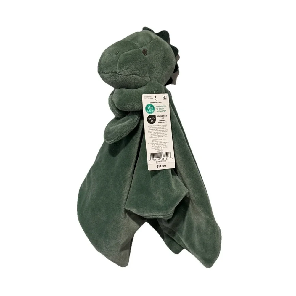 NWT‎ Carters Baby Green Dinosaur Lovey Cuddle Plush Security Blanket Infant Gift